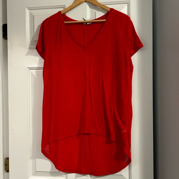 Divided Red High-Low V-Neck - Picture 1 of 1